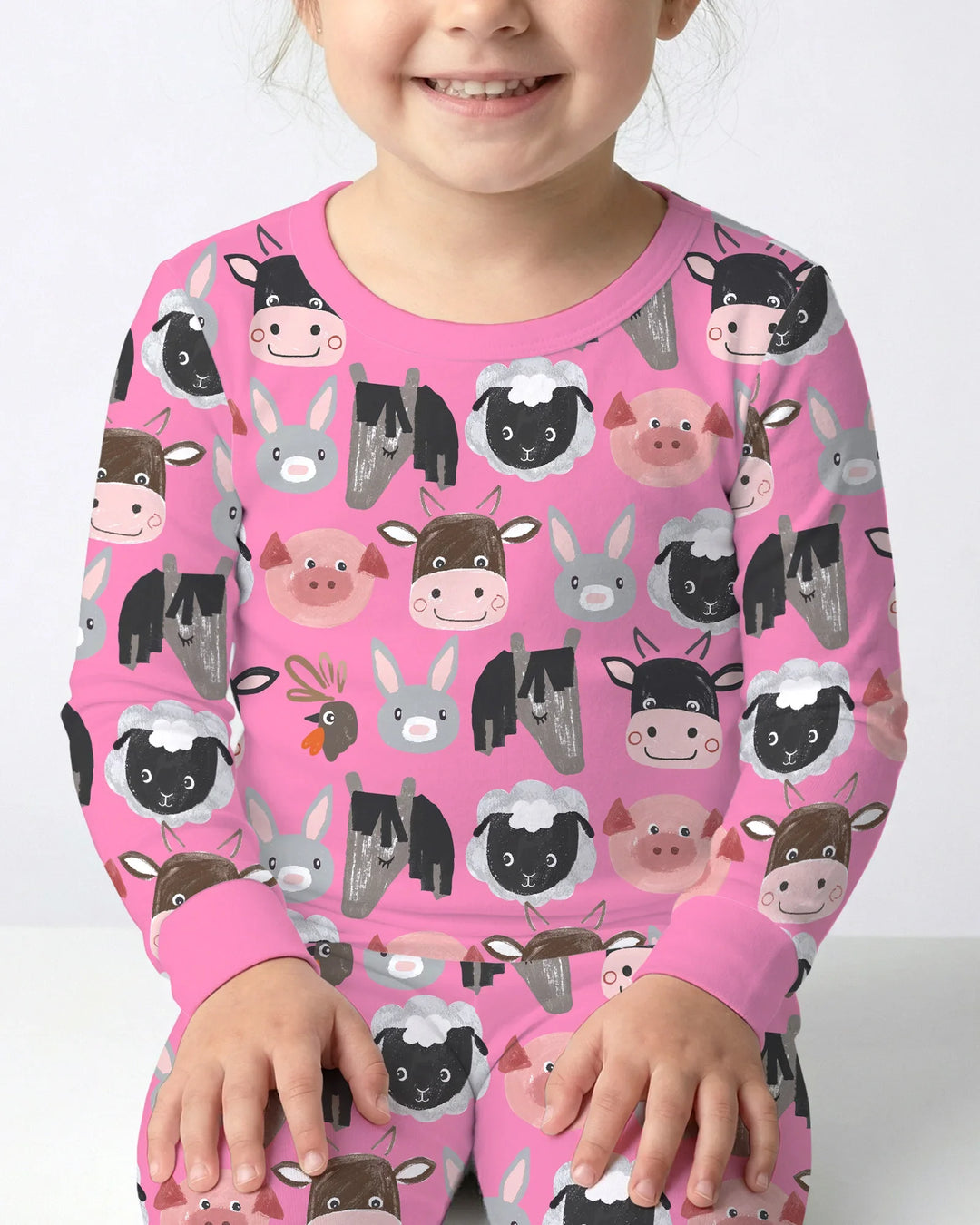 Farm Friends Family Matching Bamboo Two Piece Long Sleeve Pajama Set