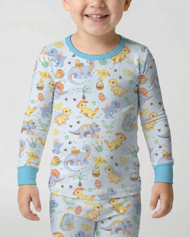 Dino Easter Two Piece Long Sleeve Pajama Set