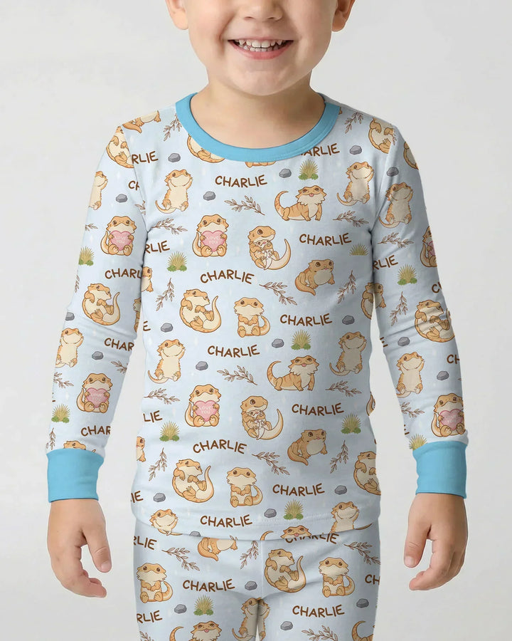 Custom Name Clueless Beardie Bamboo Two Piece Long Sleeve Pajama Set