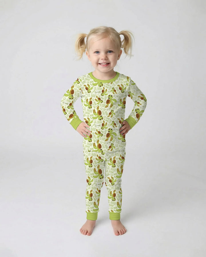 Father and Son Turtle Bamboo Two Piece Long Sleeve Pajama Set