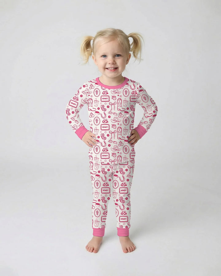 Doodle Wild West Cowgirl Bamboo Two Piece Long Sleeve Pajama Set