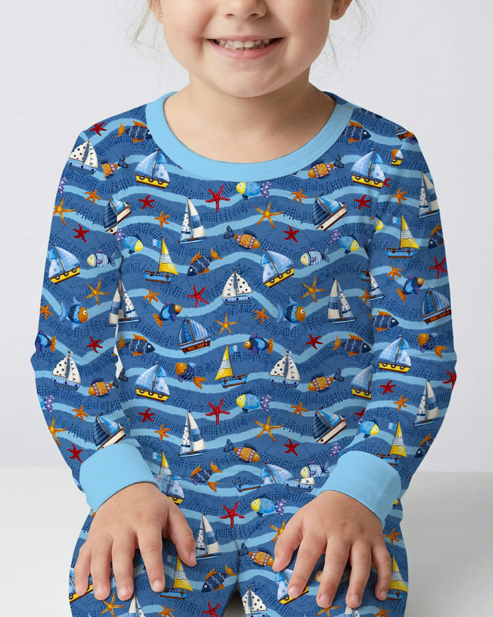 Zweiteiliges Langarm-Pyjama-Set mit Sommerfrüchten