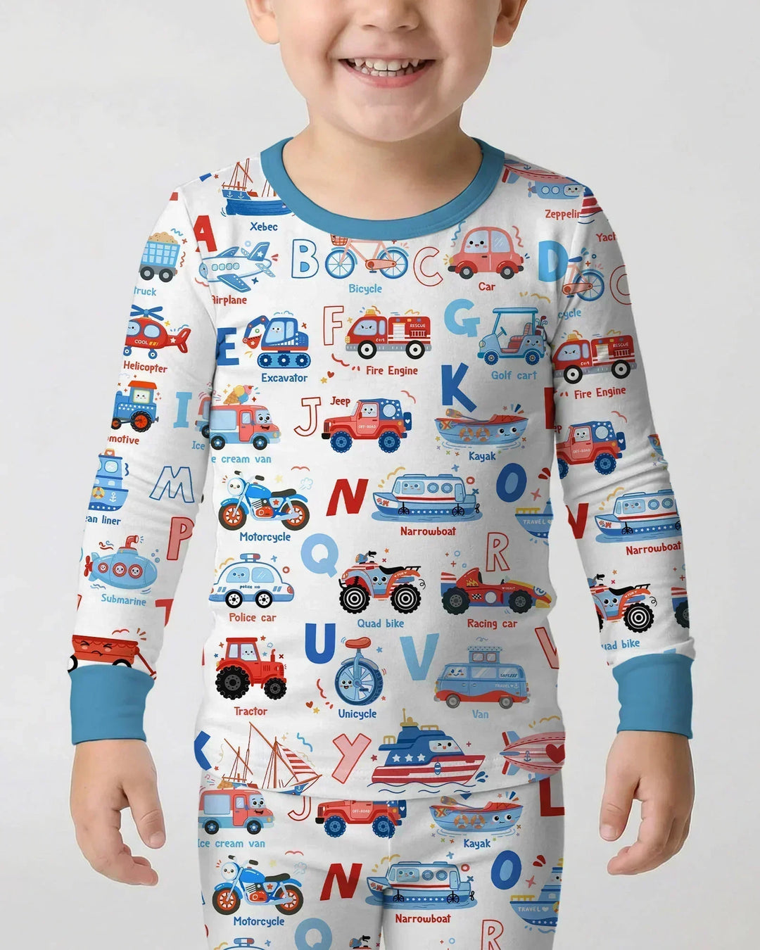 Patriotic Construction Bamboo Two Piece Long Sleeve Pajama Set