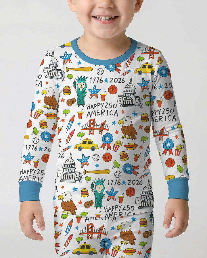 Happy 250 America 7626 Two Piece Long Sleeve Pajama Set