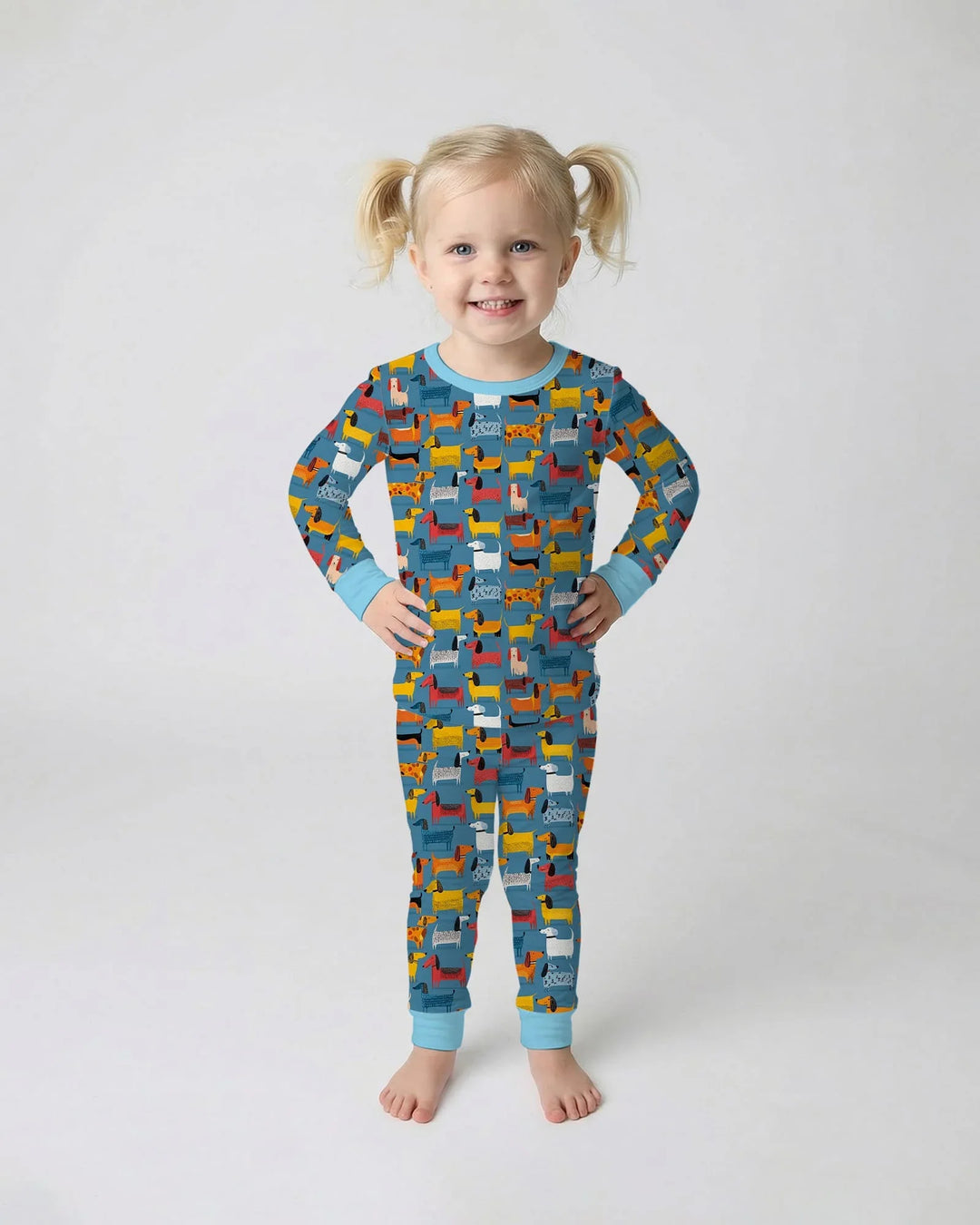 Whimsical Dachshund Bamboo Two Piece Long Sleeve Pajama Set