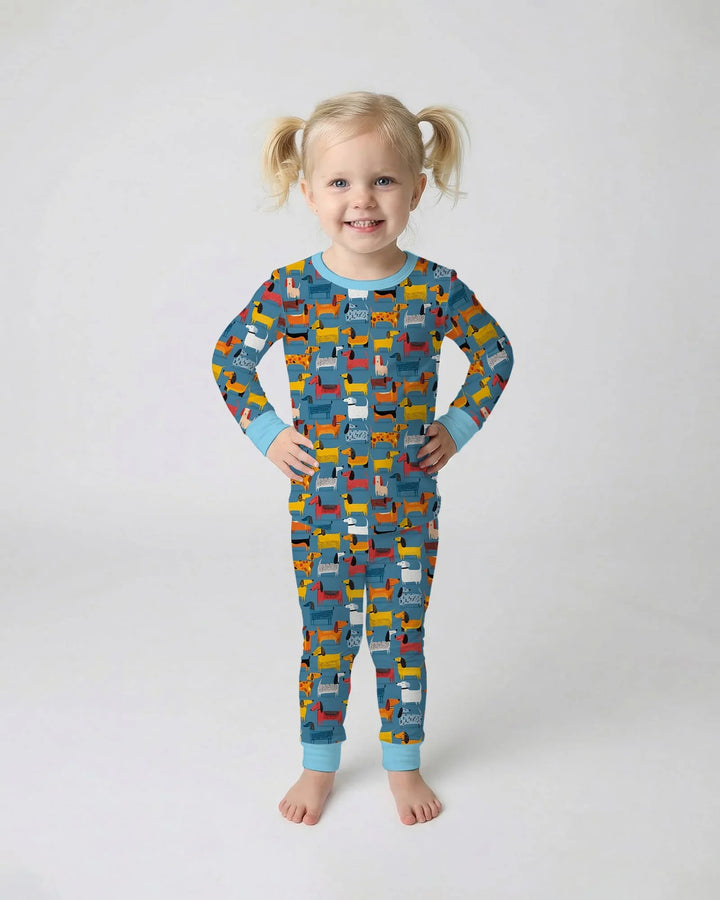 Whimsical Dachshund Bamboo Two Piece Long Sleeve Pajama Set