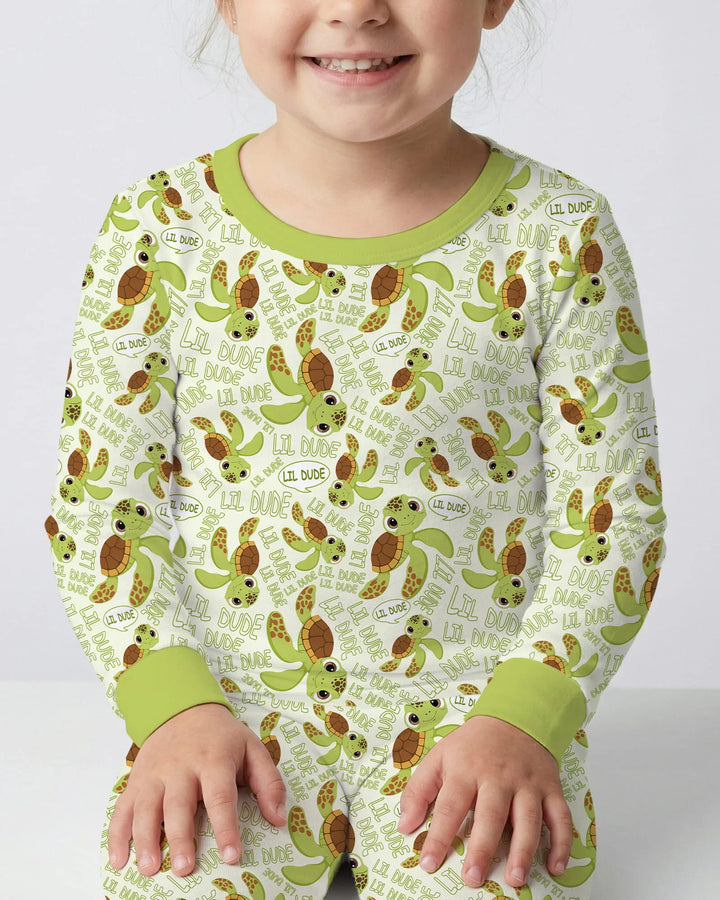 Father and Son Turtle Bamboo Two Piece Long Sleeve Pajama Set