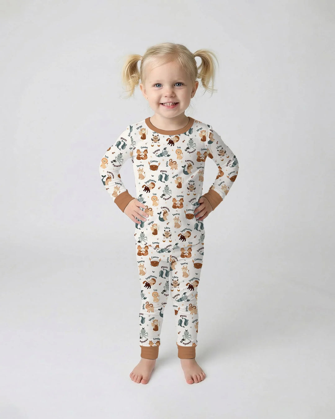 Cute Kids Horoscope Bamboo Two Piece Long Sleeve Pajama Set