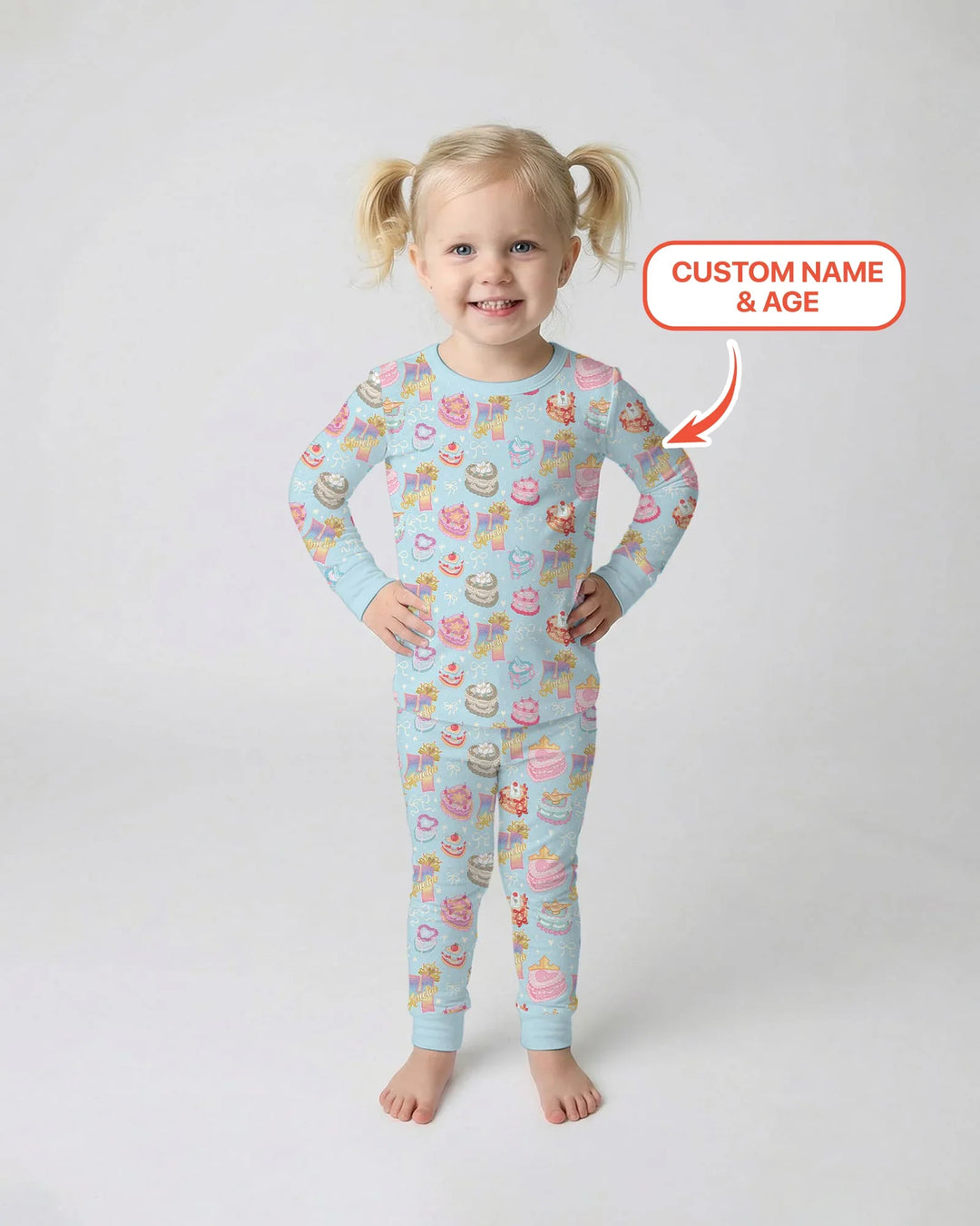 Custom Princess Baby Birthday Bamboo Two Piece Long Sleeve Pajama Set