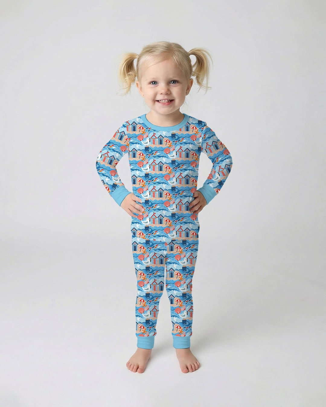 Little Beach Day Bamboo Two Piece Long Sleeve Pajama Set