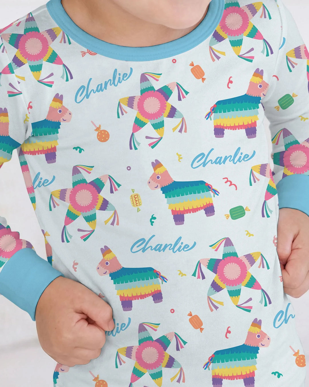 Custom Name Smash the Pinata Bamboo Two Piece Long Sleeve Pajama Set