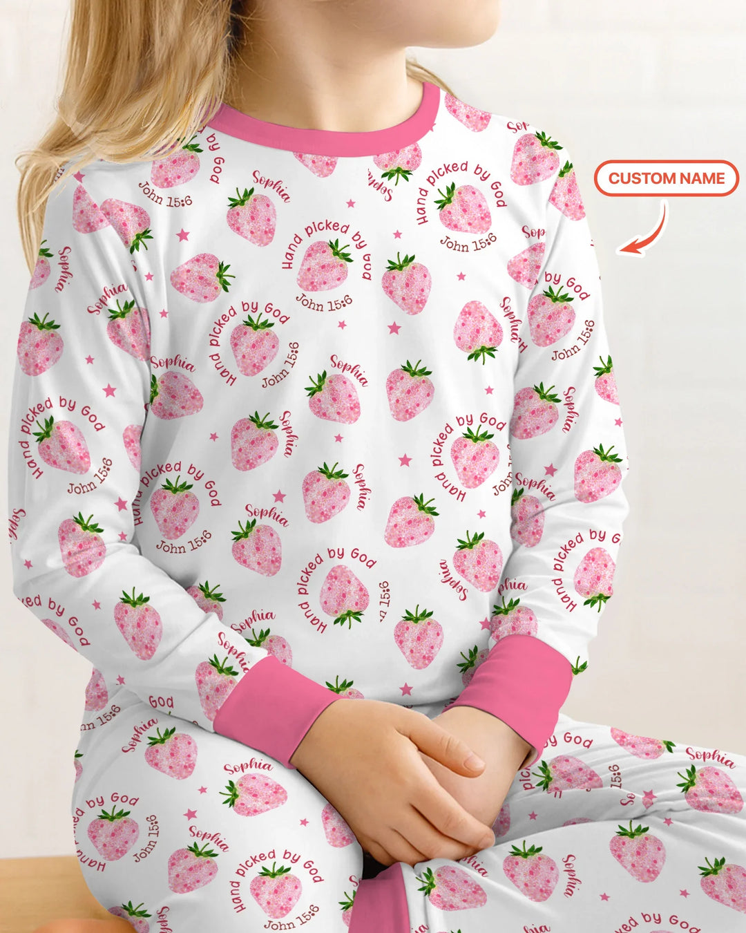 Hand Picked By God Custom Name Bamboo Two Piece Long Sleeve Pajama Set