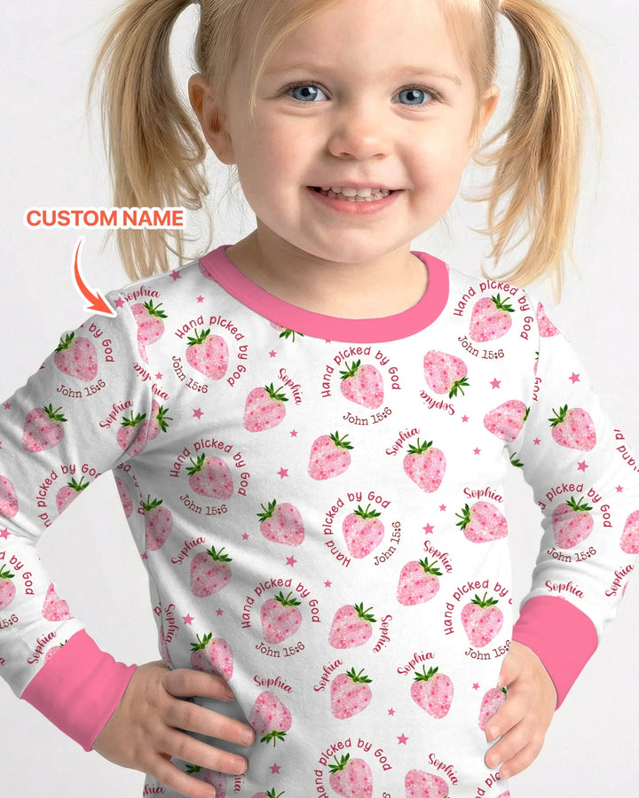 Hand Picked By God Custom Name Bamboo Two Piece Long Sleeve Pajama Set