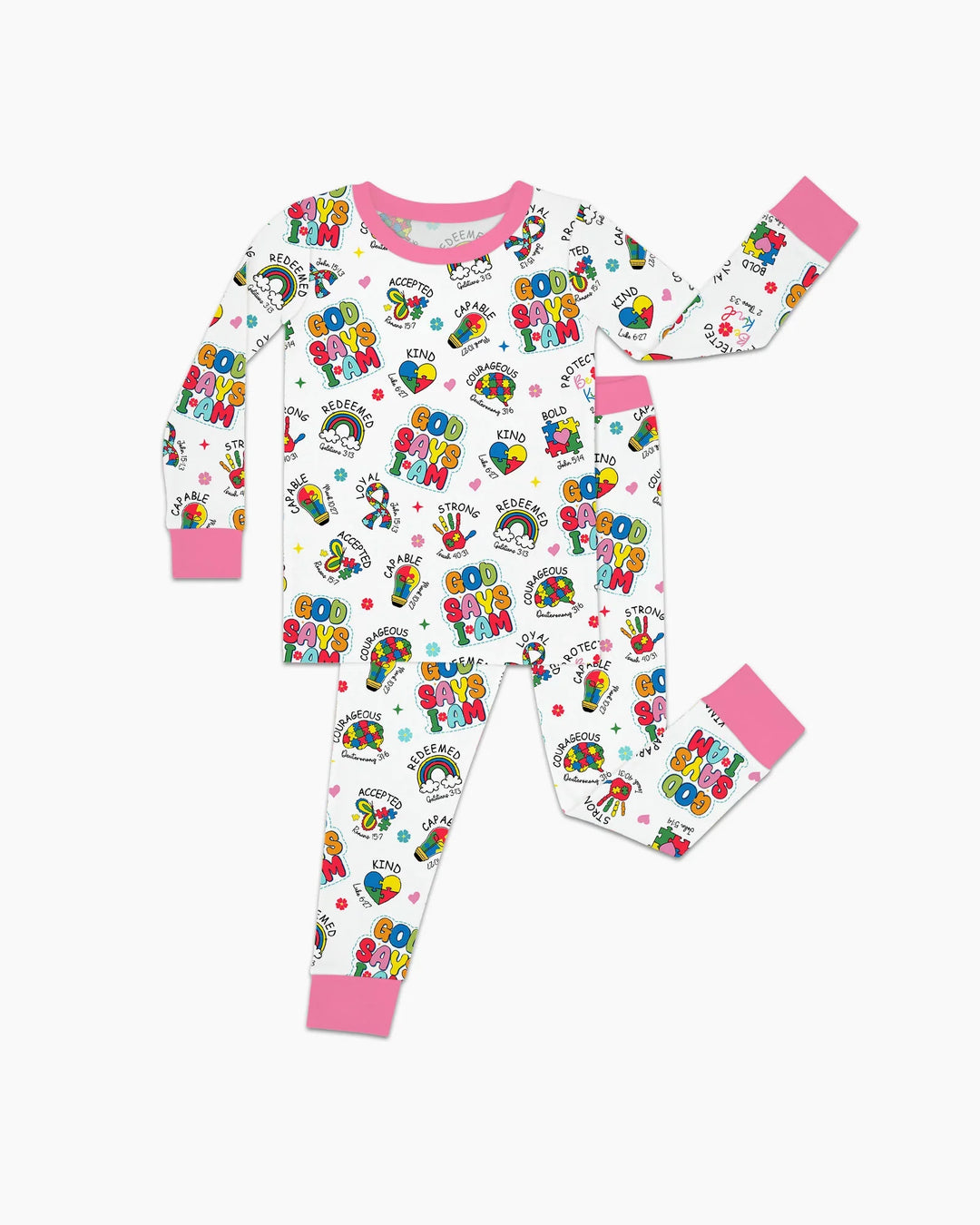 God Says I Am Autism Awareness Bamboo Two Piece Long Sleeve Pajama Set