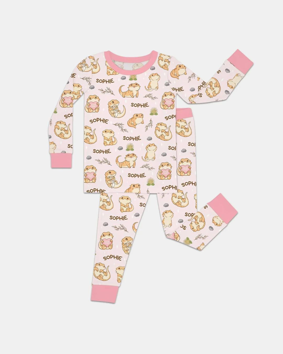 Custom Name Clueless Beardie Bamboo Two Piece Long Sleeve Pajama Set