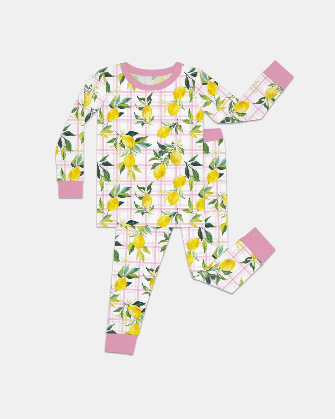 Mediterranean Lemons Family Matching Bamboo Two Piece Long Sleeve Pajama Set