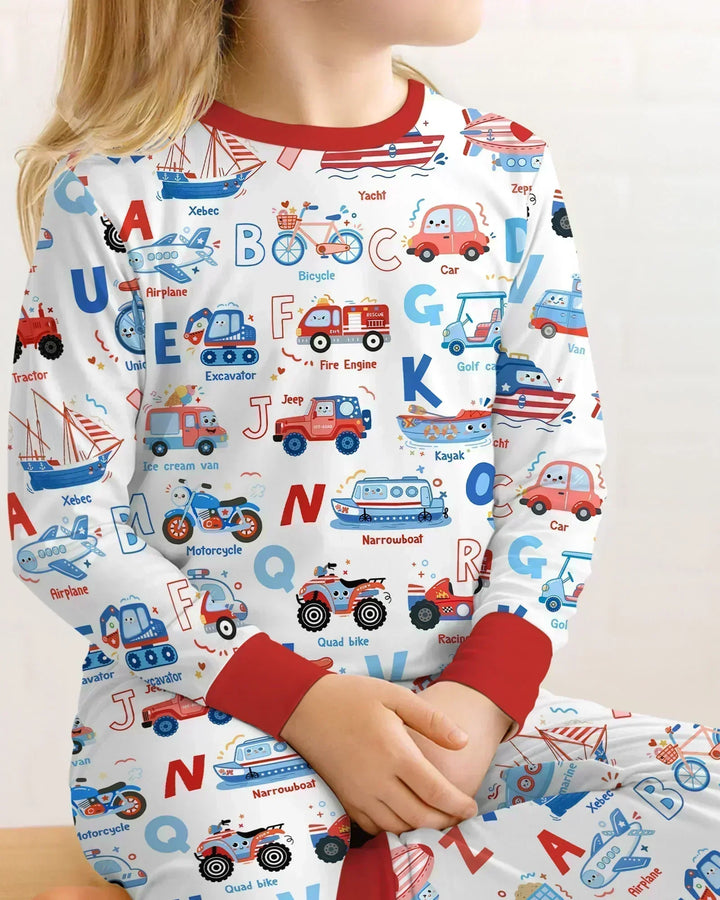 Patriotic Construction Bamboo Two Piece Long Sleeve Pajama Set