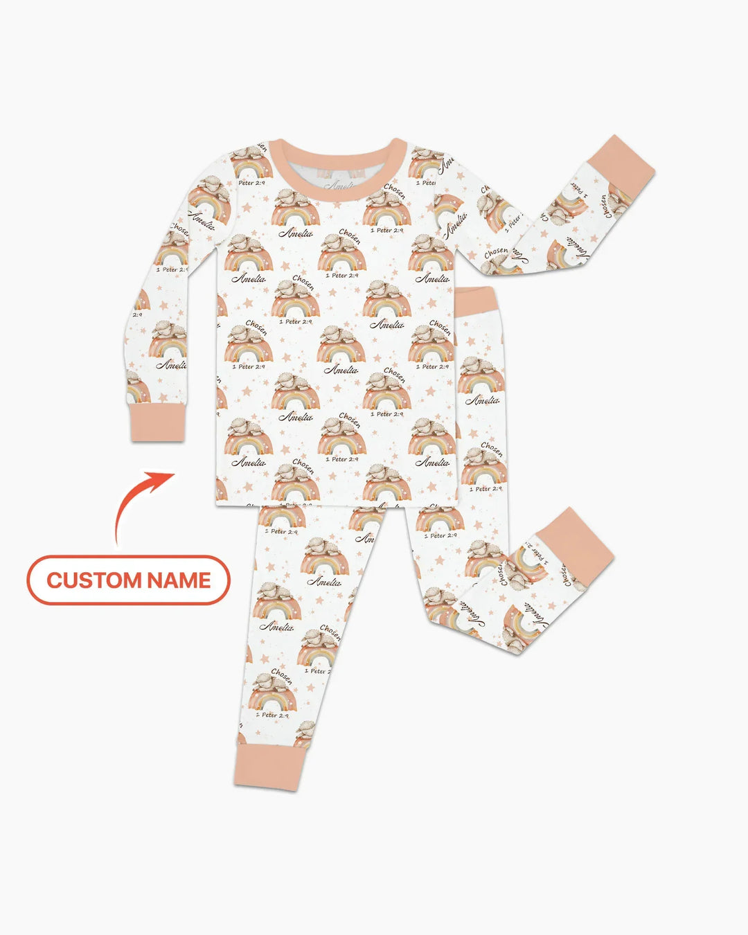 Chosen As His Own Custom Name Bamboo Two Piece Long Sleeve Pajama Set