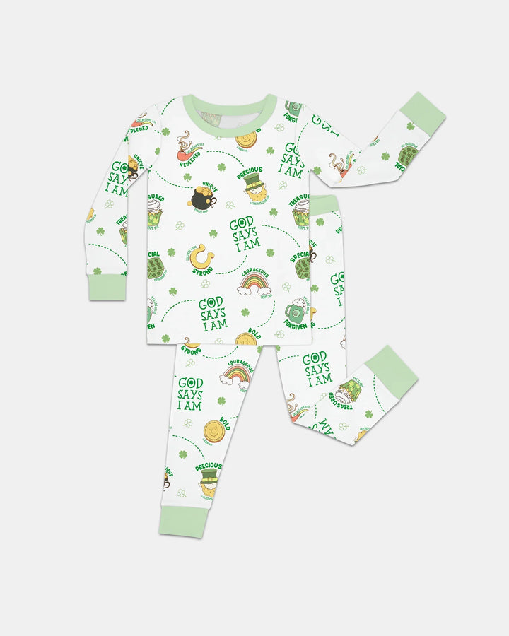 St Patrick's Day God Says I Am Two Piece Long Sleeve Pajama Set