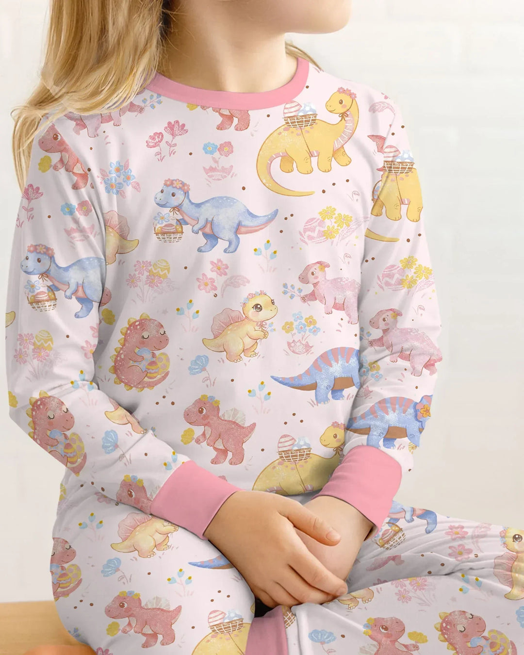 Dino Easter Two Piece Long Sleeve Pajama Set