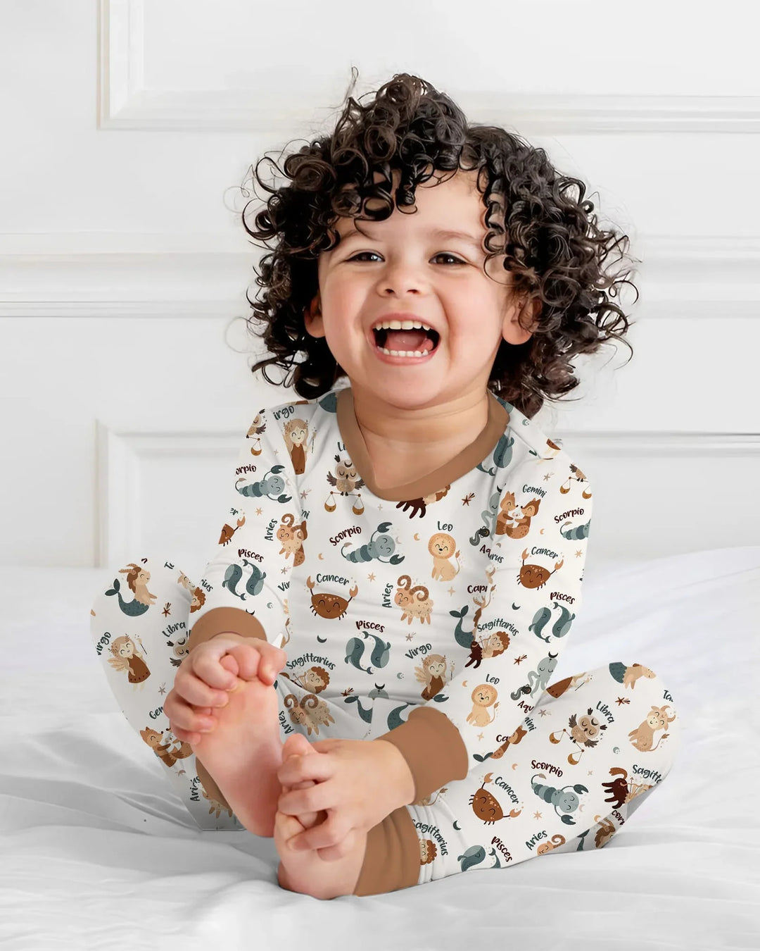 Cute Kids Horoscope Bamboo Two Piece Long Sleeve Pajama Set