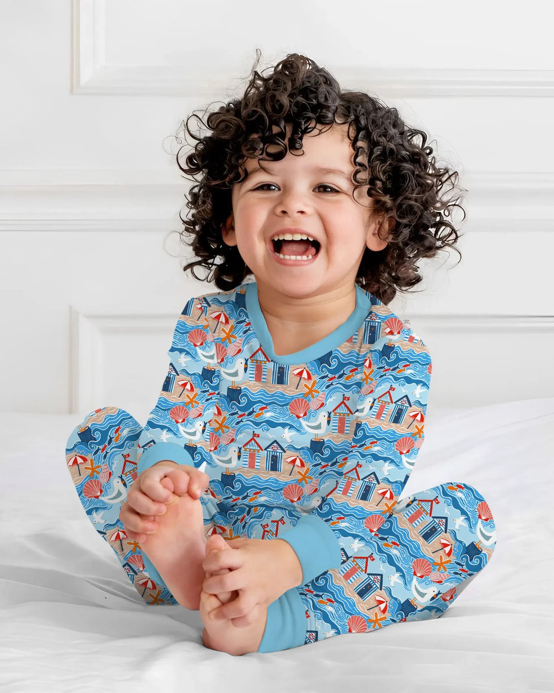 Little Beach Day Bamboo Two Piece Long Sleeve Pajama Set