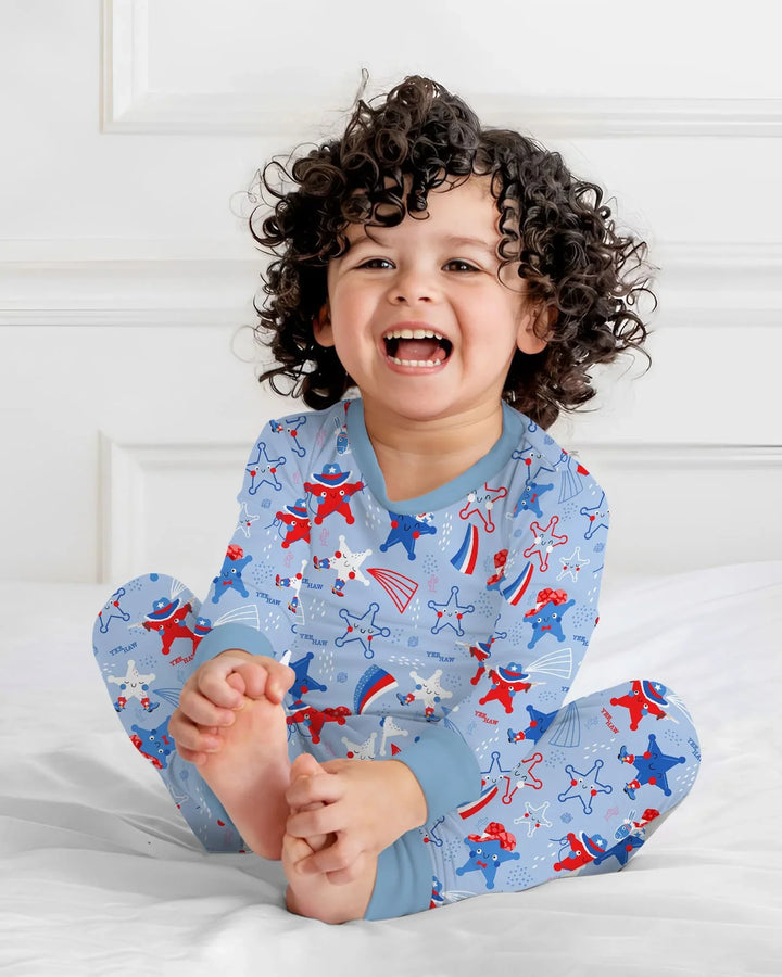 Howdy America Star Bamboo Two Piece Long Sleeve Pajama Set