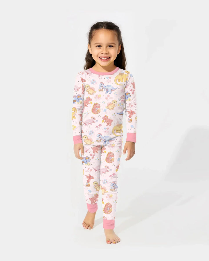Dino Easter Two Piece Long Sleeve Pajama Set