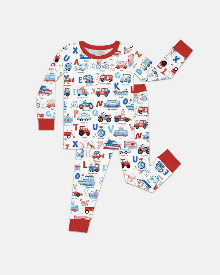 Patriotic Construction Bamboo Two Piece Long Sleeve Pajama Set