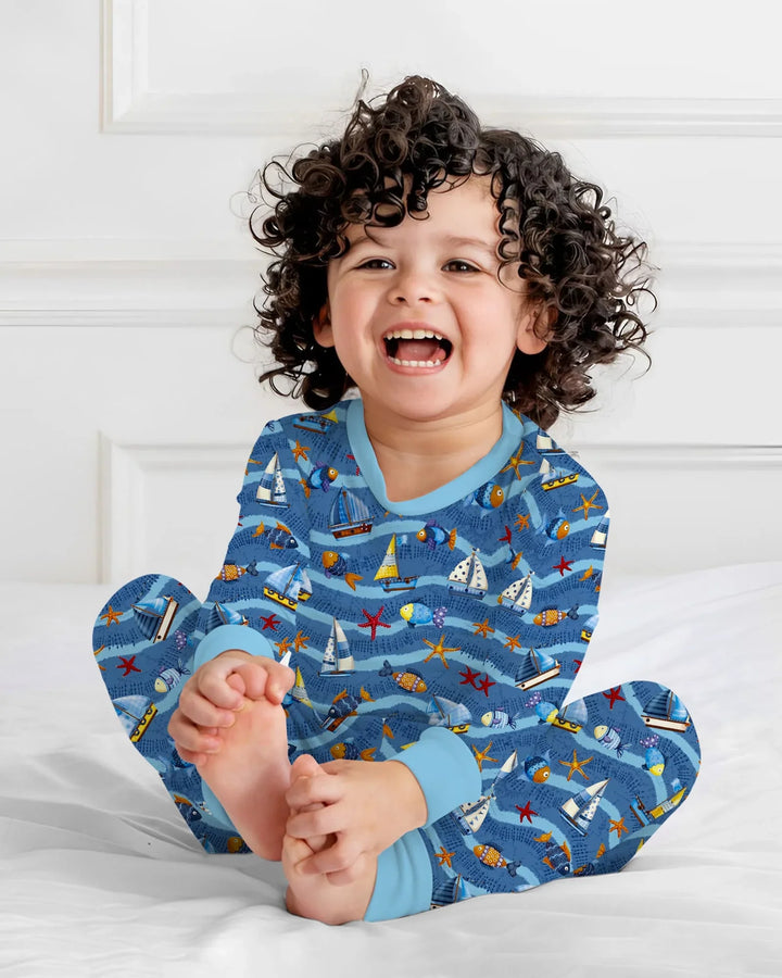 Zweiteiliges Langarm-Pyjama-Set mit Sommerfrüchten