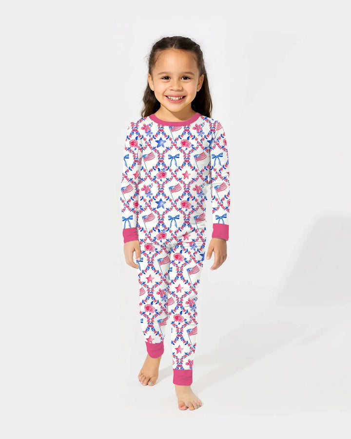 Americana Bloom Two Piece Long Sleeve Pajama Set