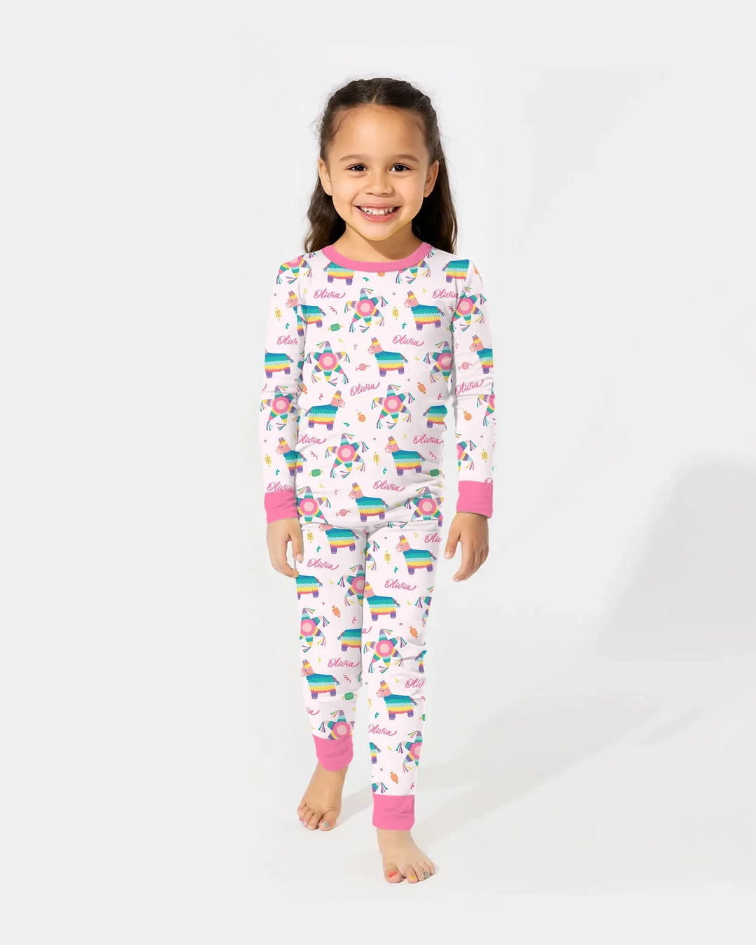 Custom Name Smash the Pinata Bamboo Two Piece Long Sleeve Pajama Set