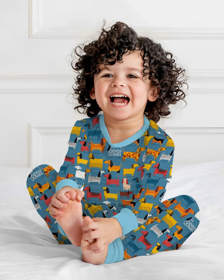 Whimsical Dachshund Bamboo Two Piece Long Sleeve Pajama Set