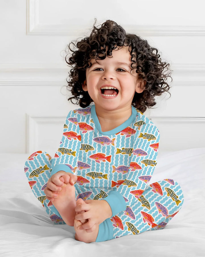 Zweiteiliges Langarm-Pyjama-Set mit Sommerfrüchten
