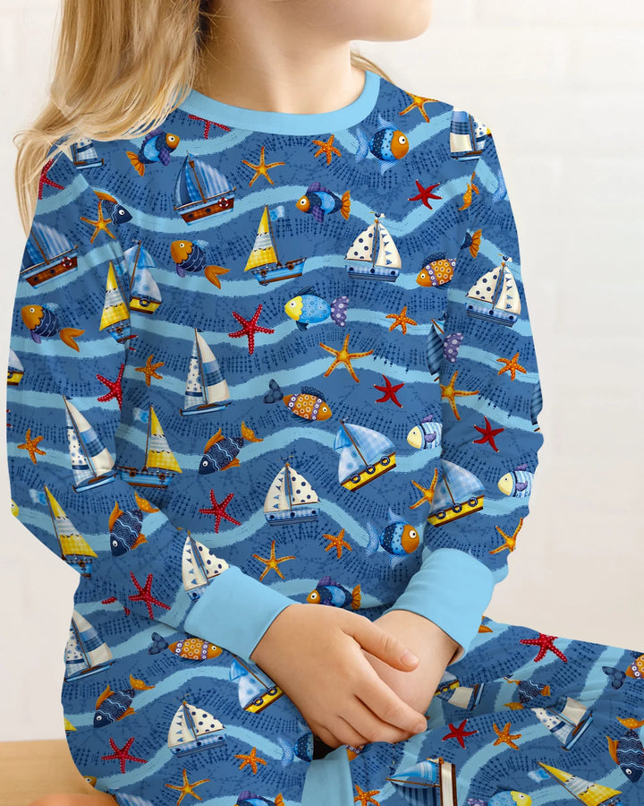 Zweiteiliges Langarm-Pyjama-Set mit Sommerfrüchten