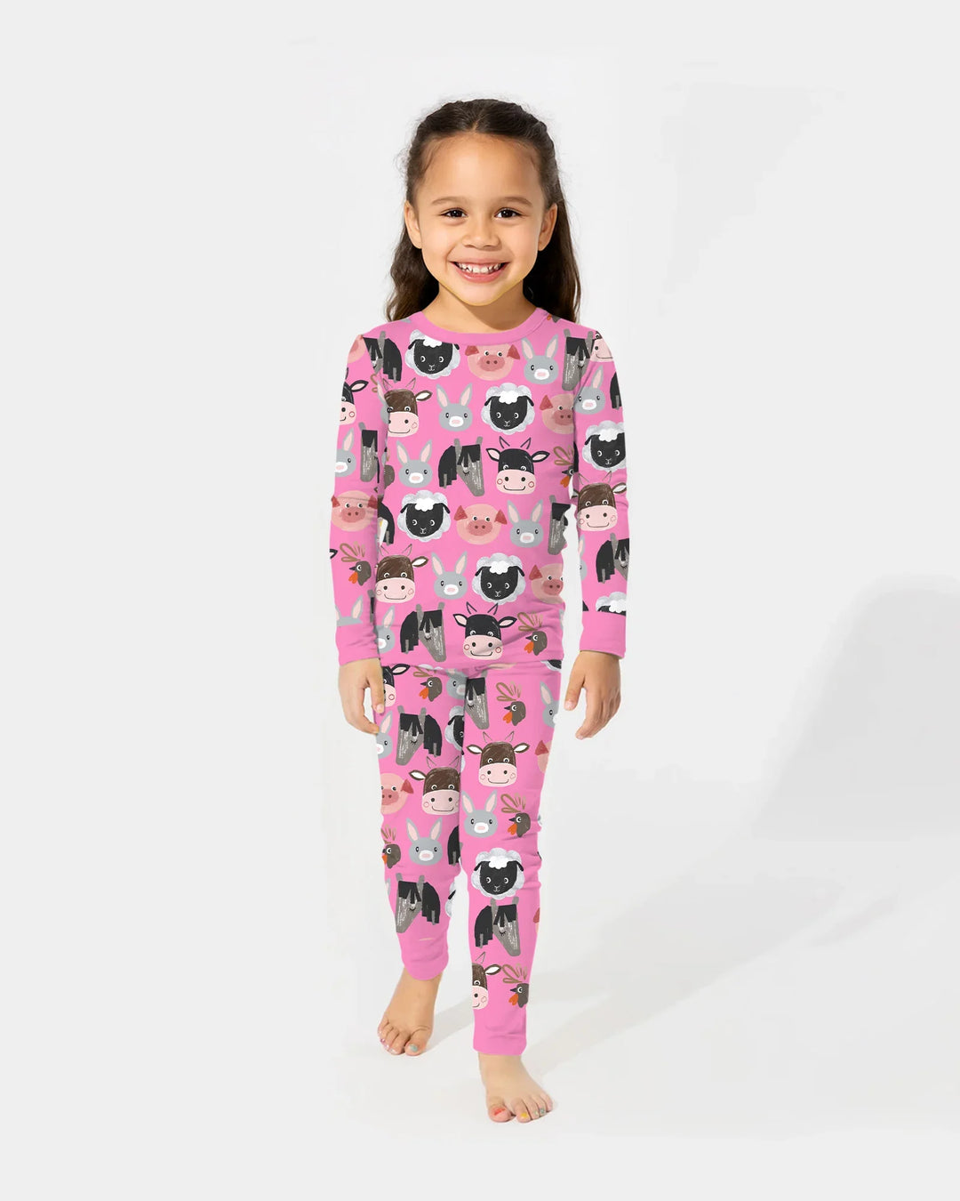 Farm Friends Family Matching Bamboo Two Piece Long Sleeve Pajama Set