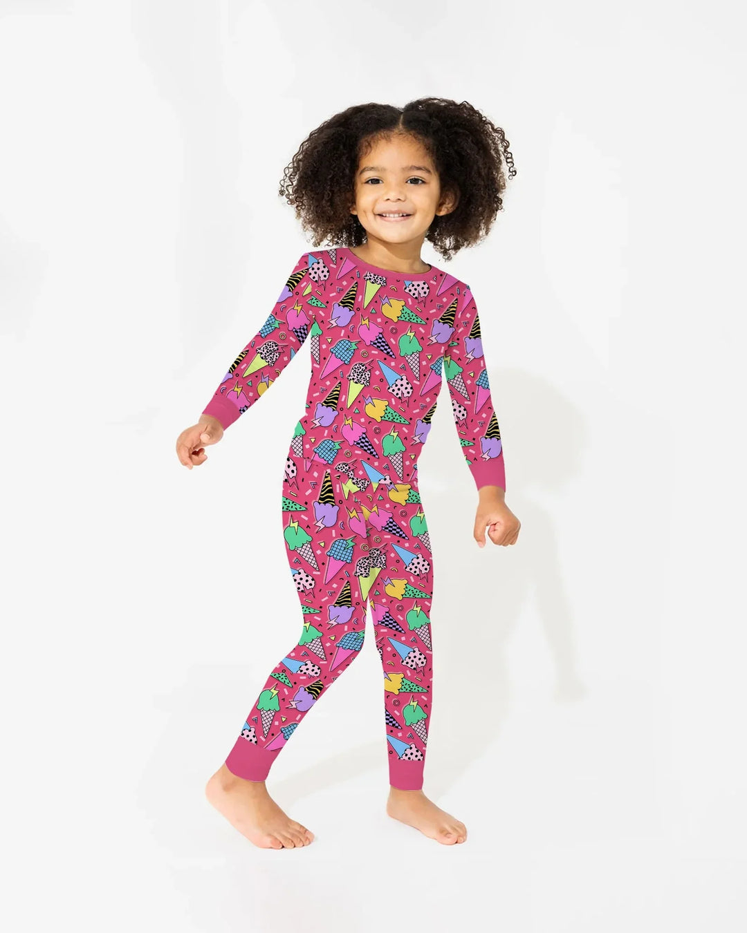Summer Retro Ice Creams Family Matching Bamboo Two Piece Long Sleeve Pajama Set