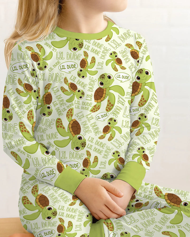 Father and Son Turtle Bamboo Two Piece Long Sleeve Pajama Set