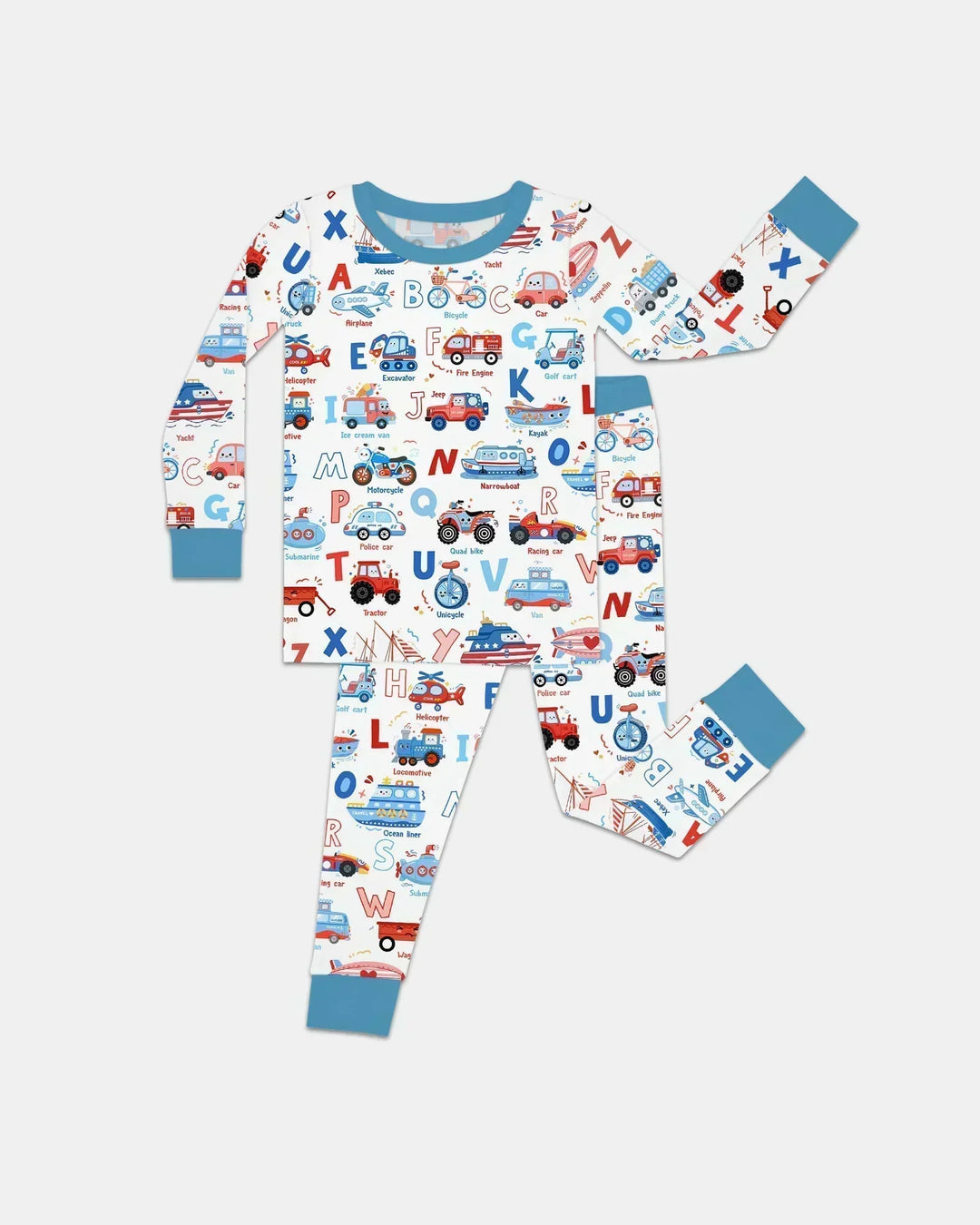 Patriotic Construction Bamboo Two Piece Long Sleeve Pajama Set