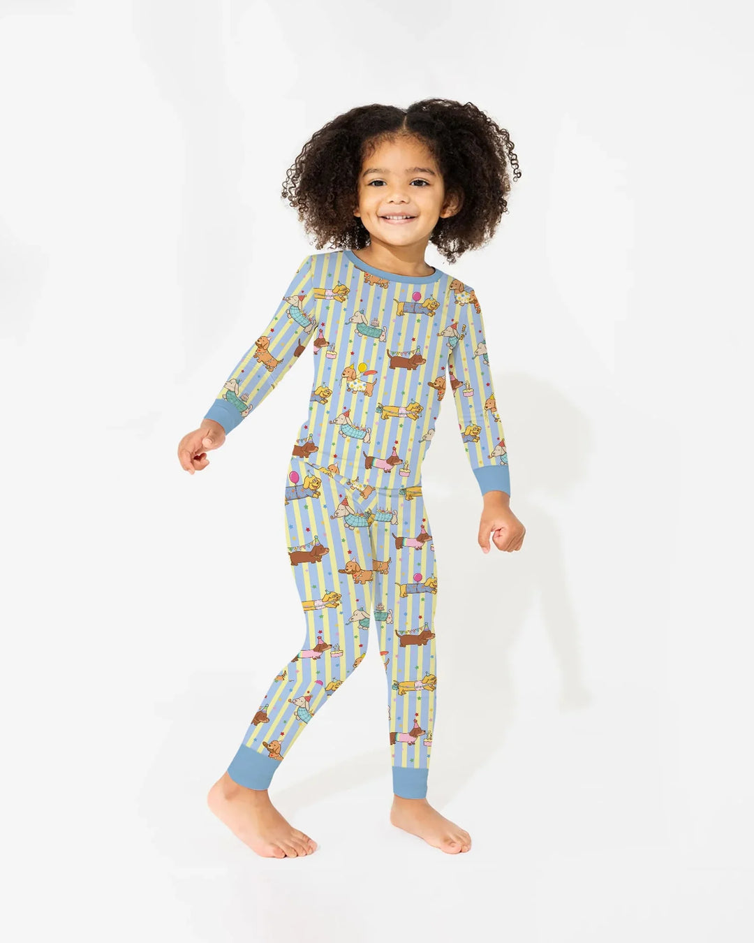 Custom Name Birthday Dachshund Bamboo Two Piece Long Sleeve Pajama Set
