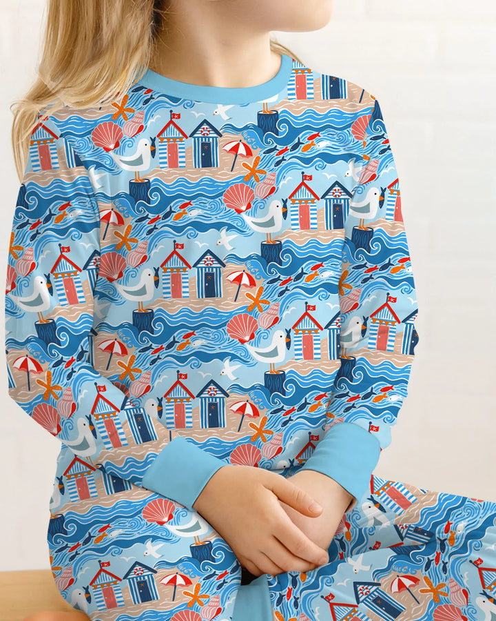 Little Beach Day Bamboo Two Piece Long Sleeve Pajama Set