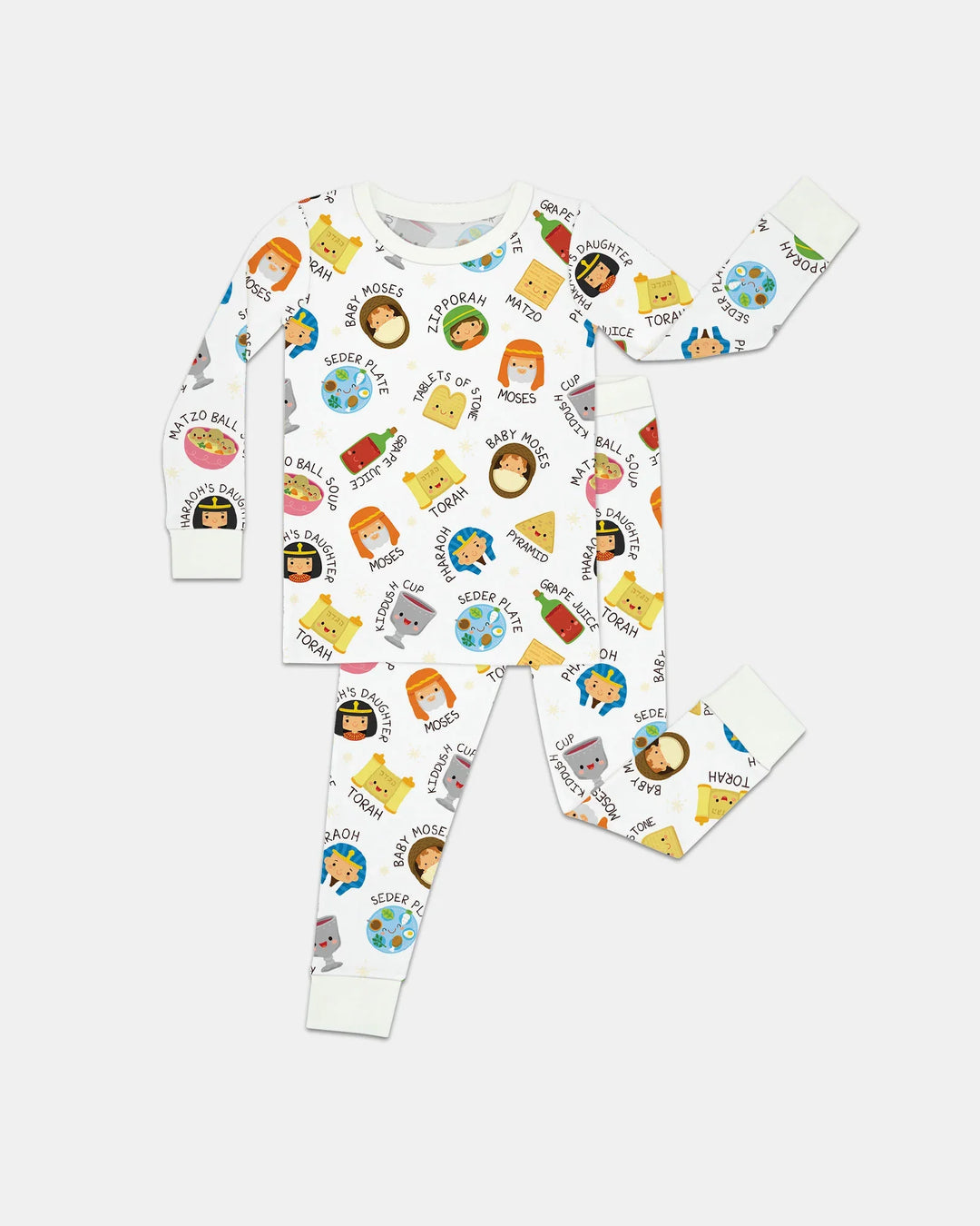 Cute Passover Characters Bamboo Two Piece Long Sleeve Pajama Set