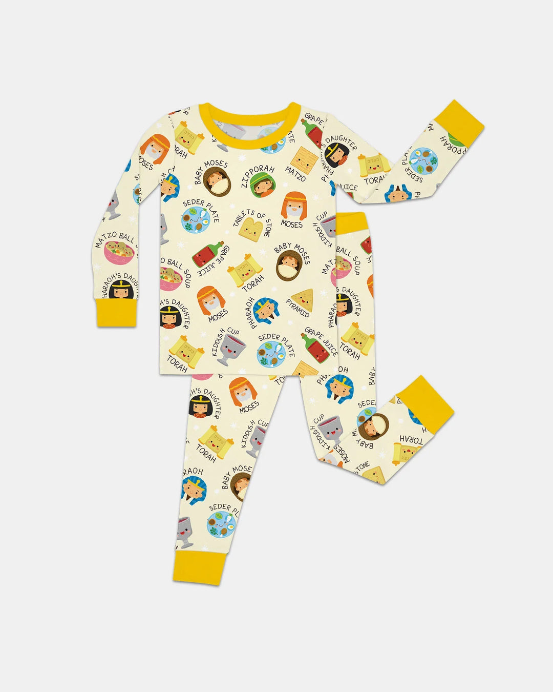 Cute Passover Characters Bamboo Two Piece Long Sleeve Pajama Set