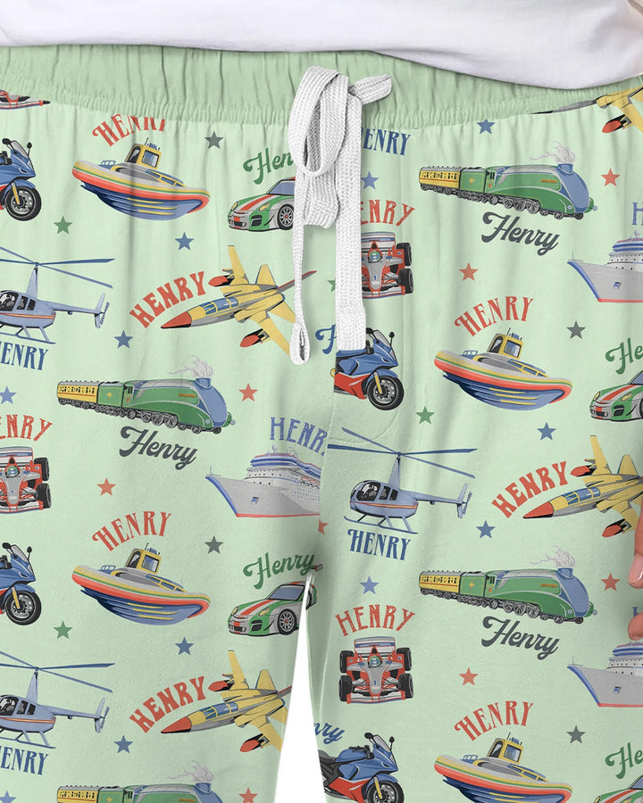 Conjunto de pijama de bambú para hombre a juego de padre e hijo con nombre personalizado Fast Lane