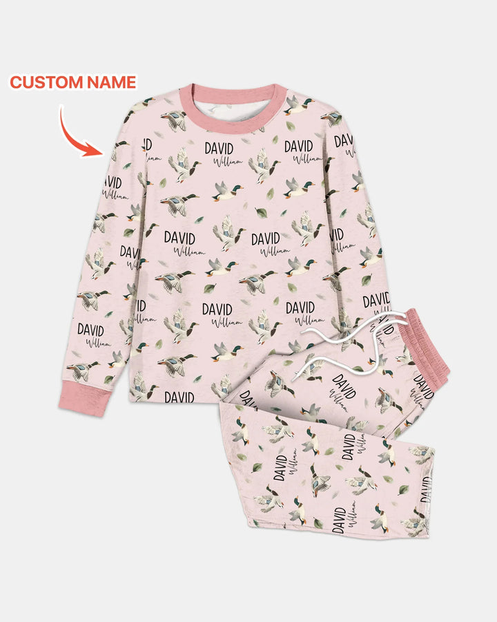 Custom Name Mallard Duck Bamboo Men's Pajama Set