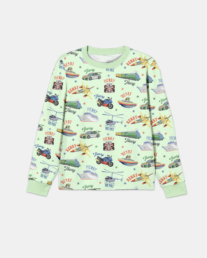 Conjunto de pijama de bambú para hombre a juego de padre e hijo con nombre personalizado Fast Lane