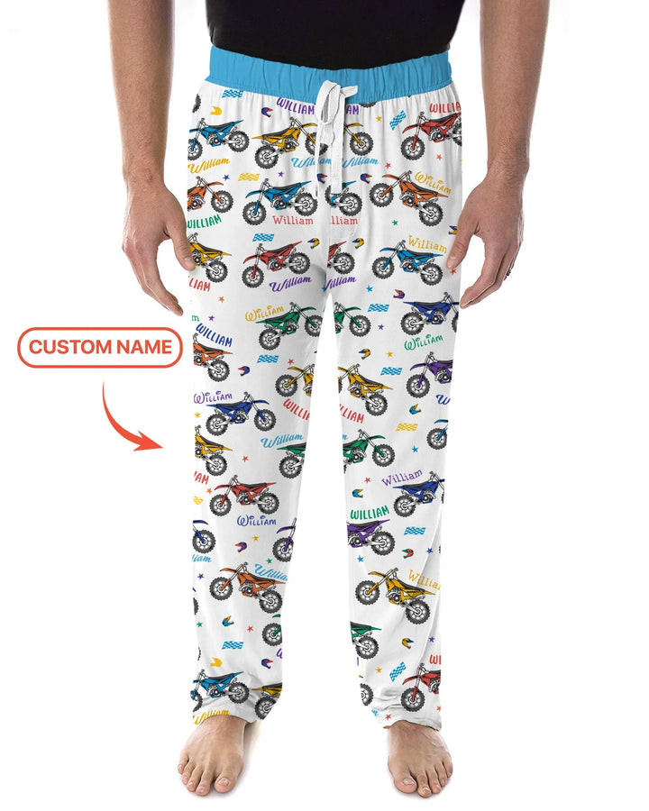 Dirt Track Dreamer Custom Name Daddy & Me Matching Bamboo Men's Pajama Set