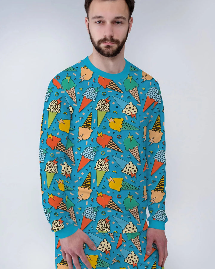 Summer Retro Ice Creams Family Matching Men's Pajama Set