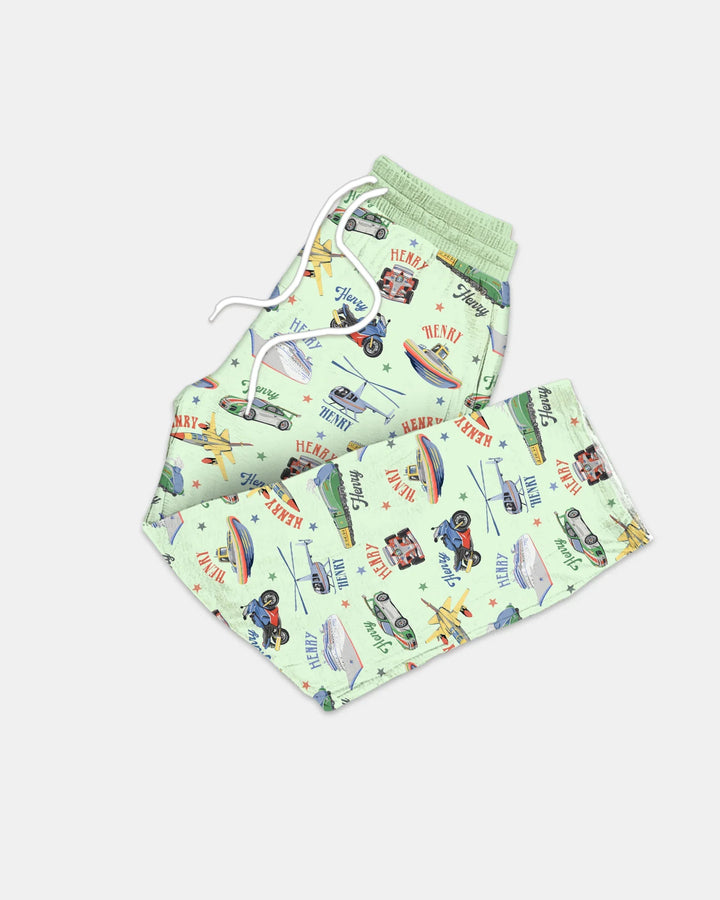Conjunto de pijama de bambú para hombre a juego de padre e hijo con nombre personalizado Fast Lane