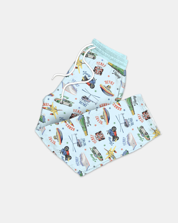Conjunto de pijama de bambú para hombre a juego de padre e hijo con nombre personalizado Fast Lane